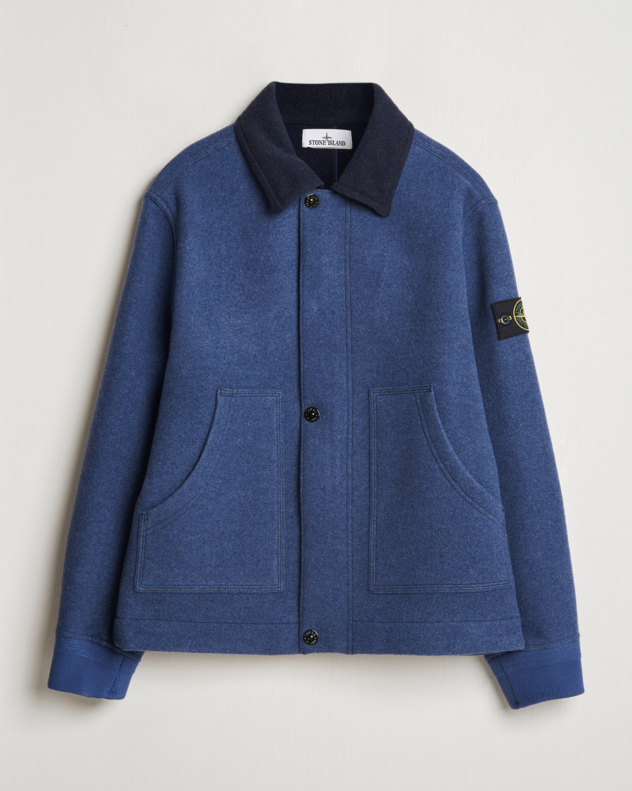 Hombres | Abrigos y chaquetas | Stone Island | Panno Speciale Wool Nylon Jacket Royal Blue