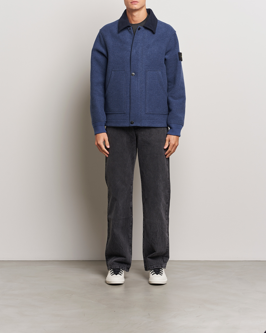Hombres | Abrigos y chaquetas | Stone Island | Panno Speciale Wool Nylon Jacket Royal Blue