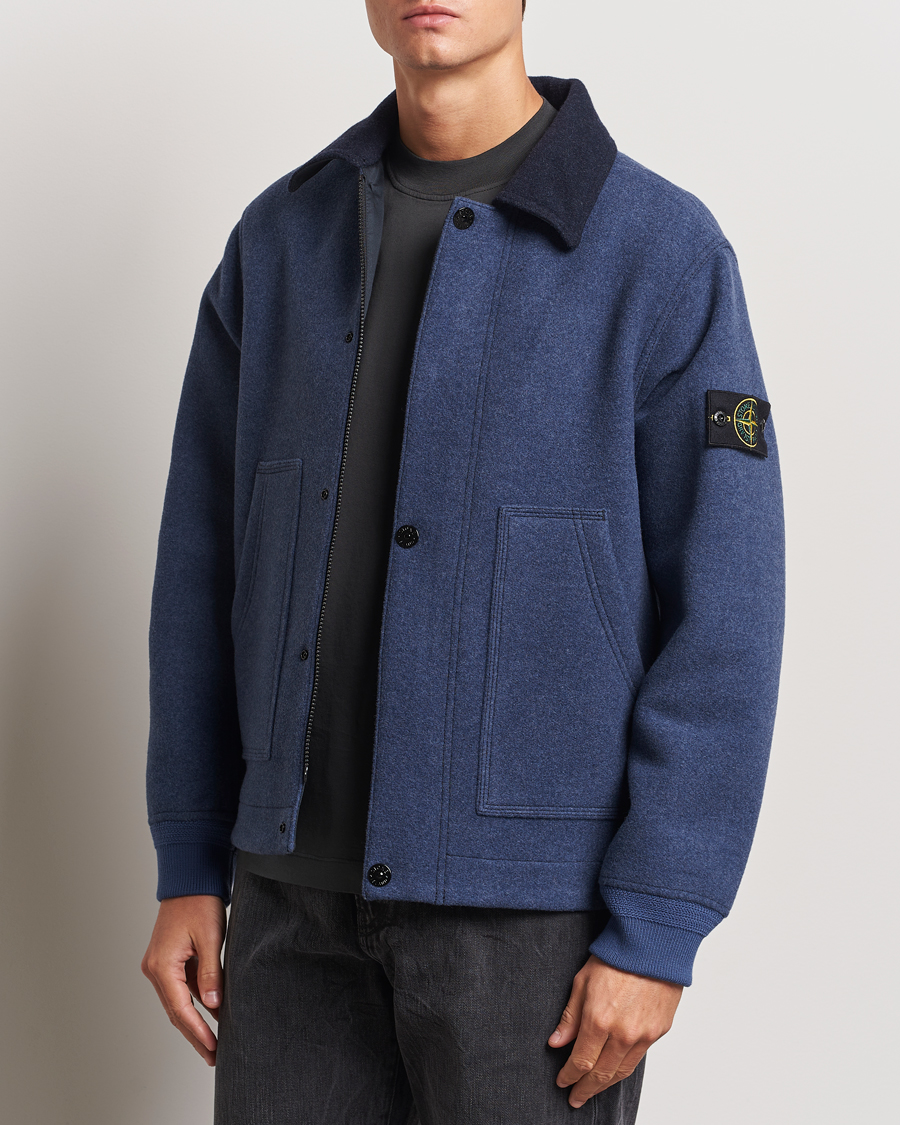 Hombres | Abrigos y chaquetas | Stone Island | Panno Speciale Wool Nylon Jacket Royal Blue
