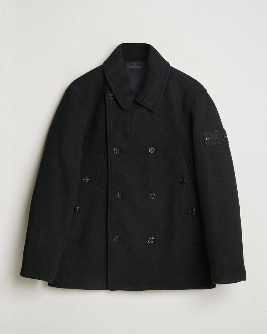 Hombres | Abrigos y chaquetas | Stone Island | Ghost Wool/Cashmere Peacoat Black
