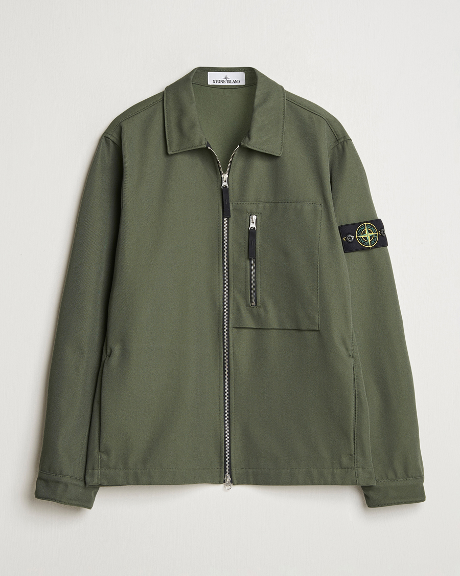 Hombres | Camisas | Stone Island | Cotton Nylon Zip Overshirt Musk