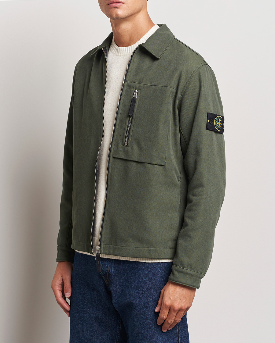 Hombres | Camisas | Stone Island | Cotton Nylon Zip Overshirt Musk
