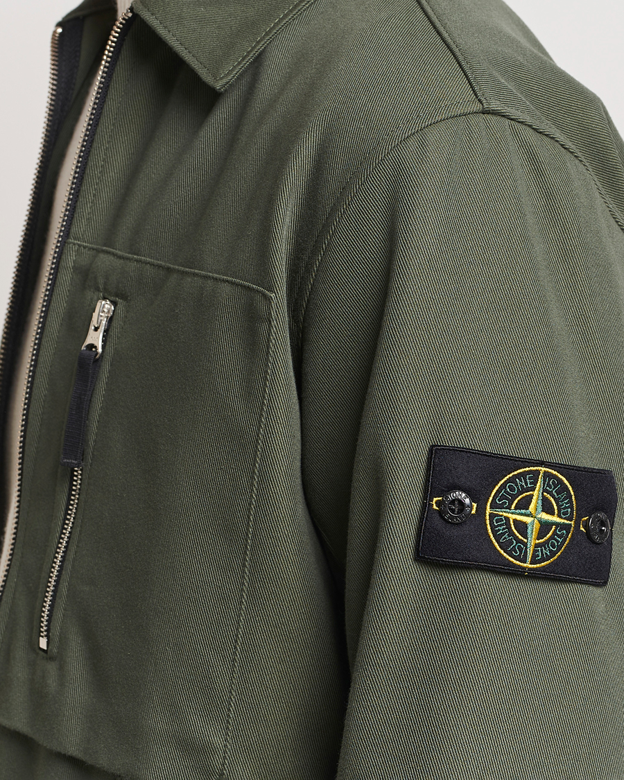 Hombres | Camisas | Stone Island | Cotton Nylon Zip Overshirt Musk