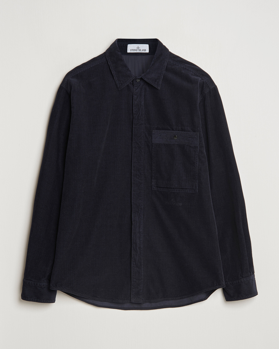 Hombres | Camisas | Stone Island | Cotton Cord Overshirt Navy Blue