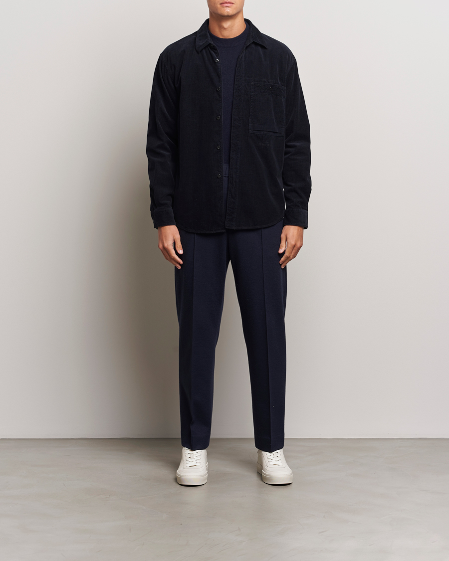 Hombres | Camisas | Stone Island | Cotton Cord Overshirt Navy Blue