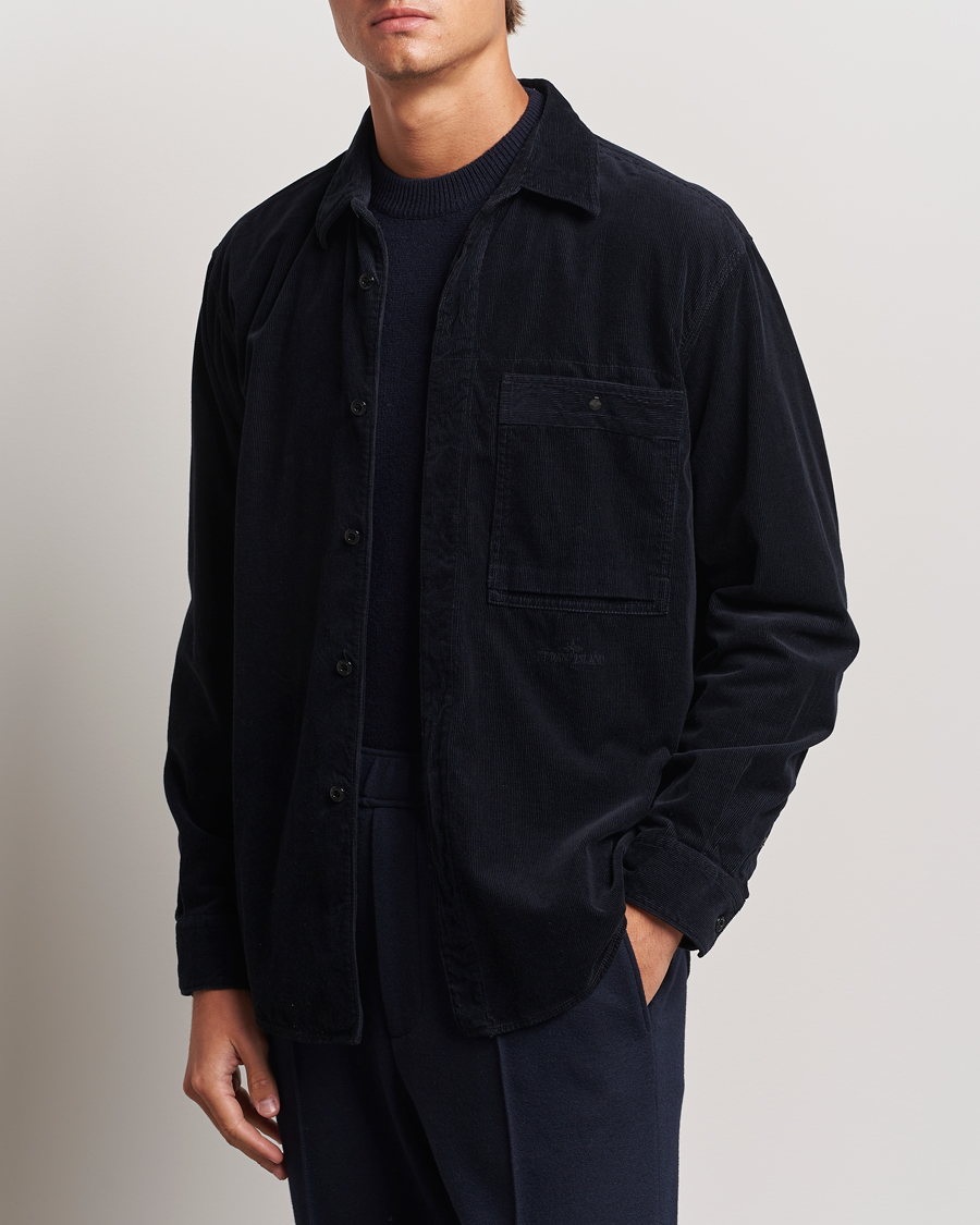 Hombres | Camisas | Stone Island | Cotton Cord Overshirt Navy Blue