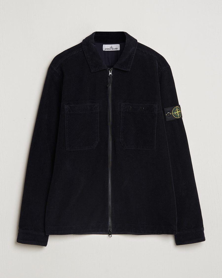 Hombres | Camisas | Stone Island | Garment Dyed Corduroy Overshirt Navy Blue