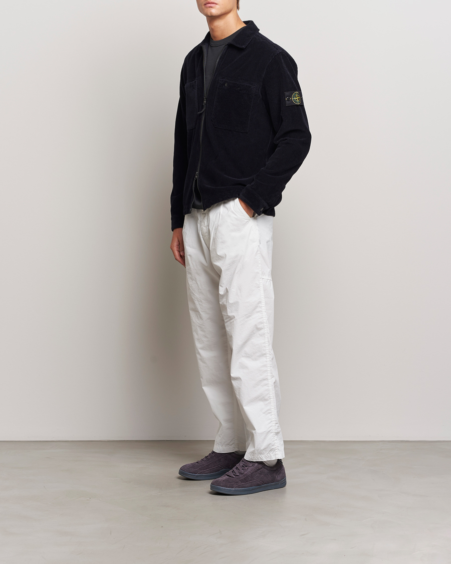 Hombres | Camisas | Stone Island | Garment Dyed Corduroy Overshirt Navy Blue