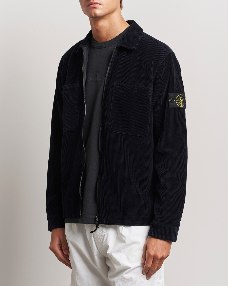 Hombres | Camisas | Stone Island | Garment Dyed Corduroy Overshirt Navy Blue