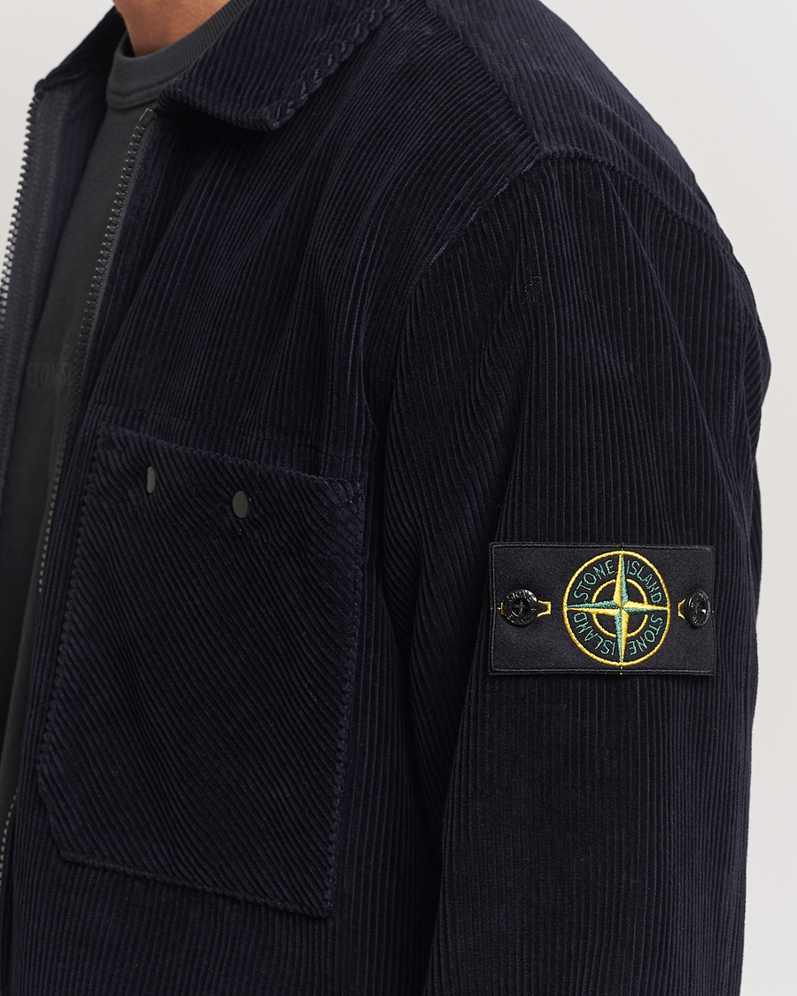 Hombres | Camisas | Stone Island | Garment Dyed Corduroy Overshirt Navy Blue