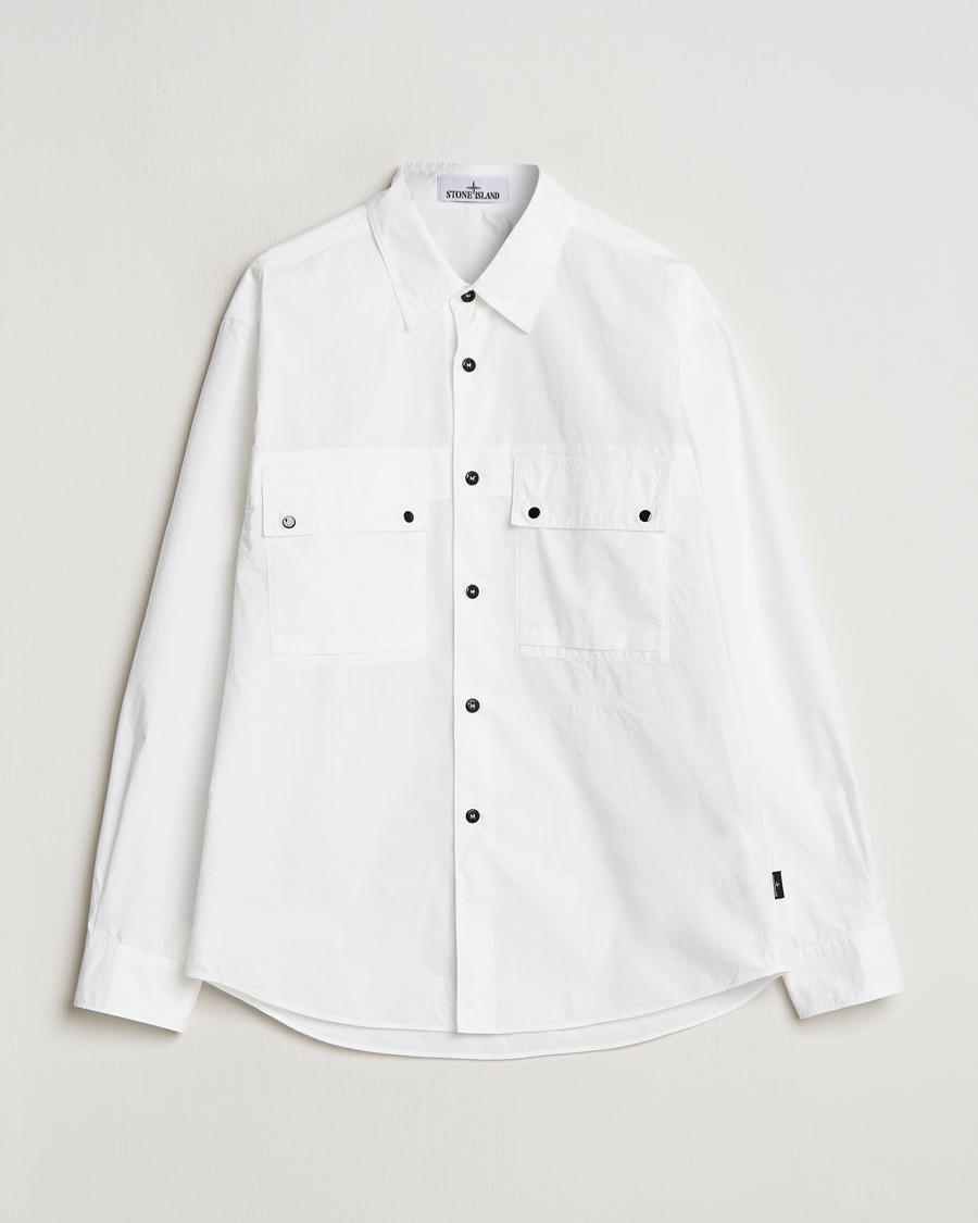 Hombres | Camisas | Stone Island | Garment Dyed Cotton Canvas Overshirt White