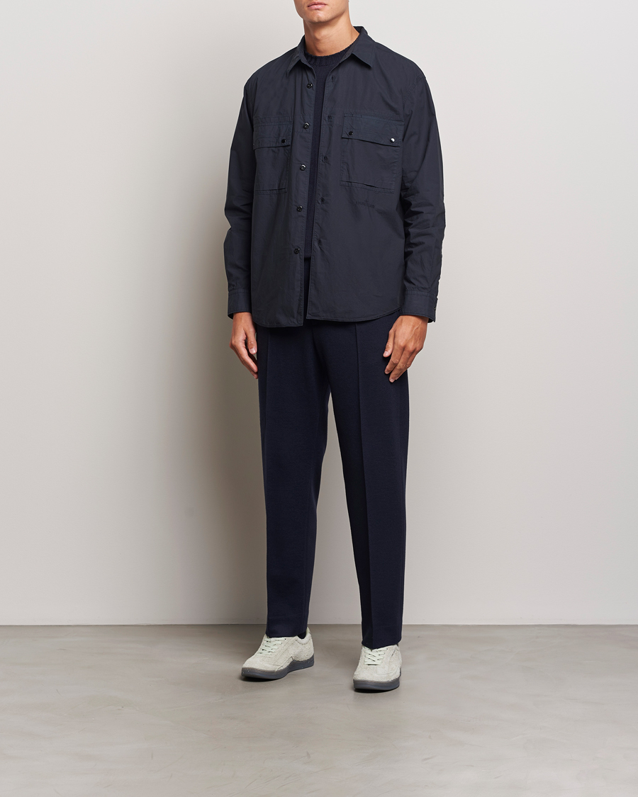 Hombres | Camisas | Stone Island | Garment Dyed Cotton Canvas Overshirt Navy Blue