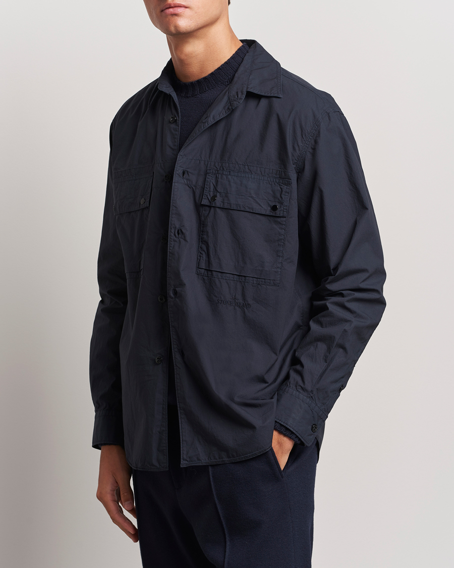 Hombres | Camisas | Stone Island | Garment Dyed Cotton Canvas Overshirt Navy Blue