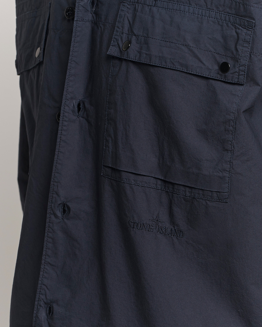 Hombres | Camisas | Stone Island | Garment Dyed Cotton Canvas Overshirt Navy Blue