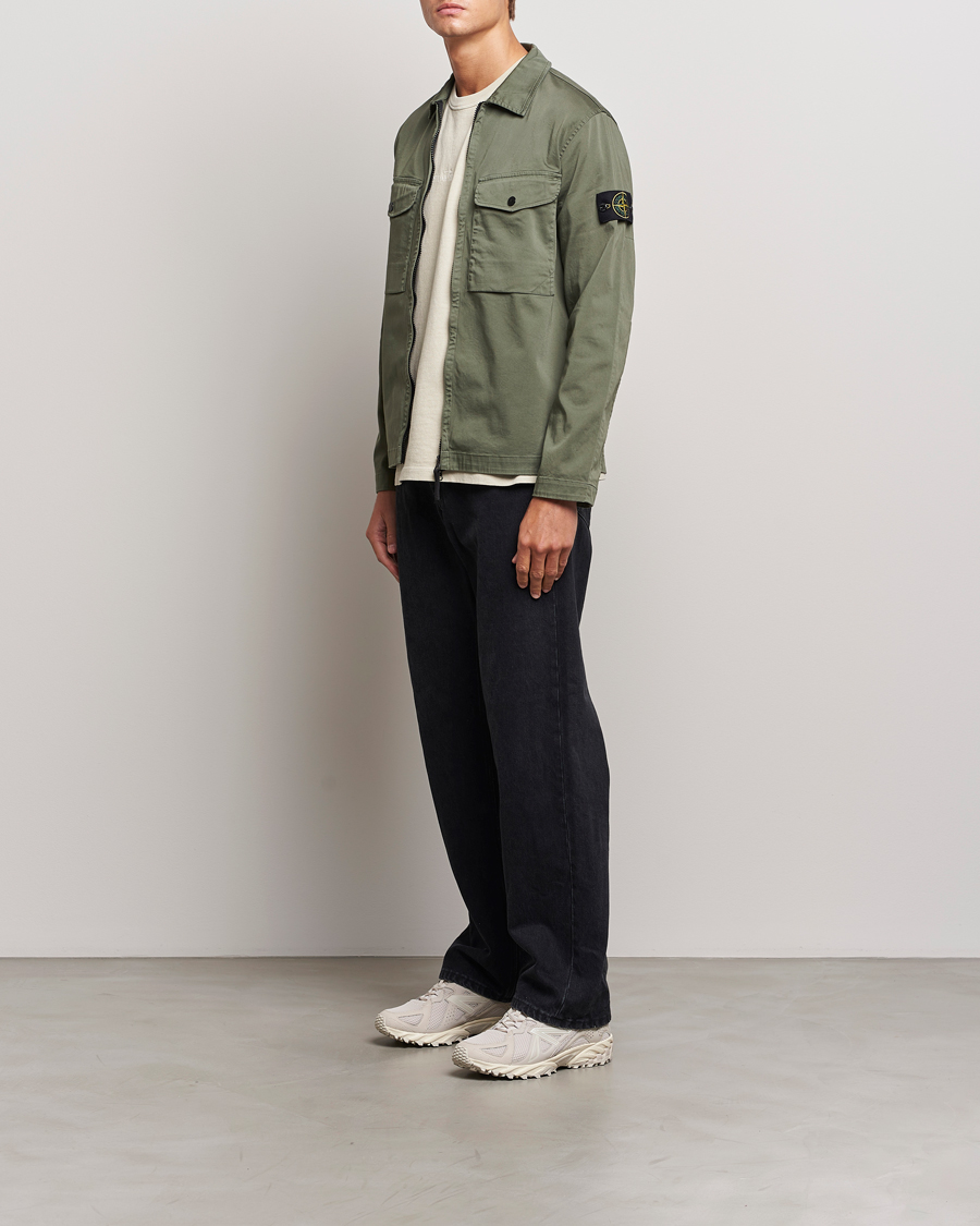 Hombres | Camisas | Stone Island | Garment Dyed Cotton Zip Overshirt Musk