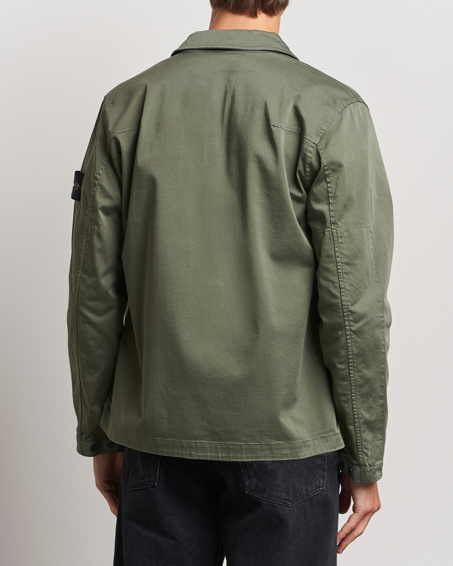 Hombres | Camisas | Stone Island | Garment Dyed Cotton Zip Overshirt Musk