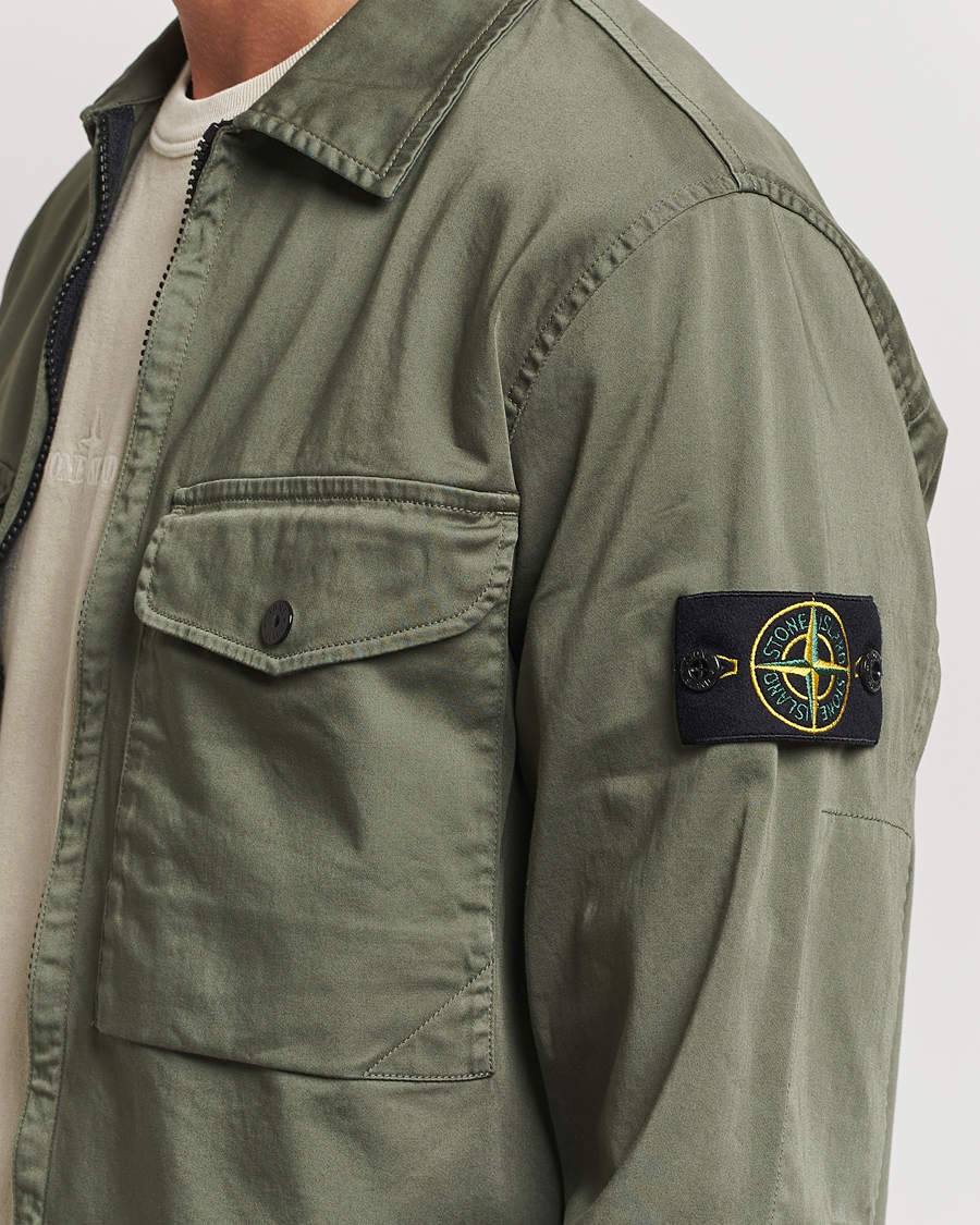 Hombres | Camisas | Stone Island | Garment Dyed Cotton Zip Overshirt Musk