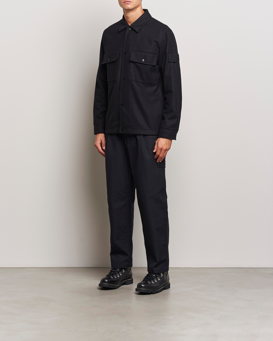 Hombres | Camisas | Stone Island | Ghost Wool/Nylon Flannel Overshirt Black
