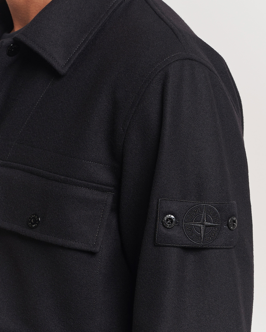 Hombres | Camisas | Stone Island | Ghost Wool/Nylon Flannel Overshirt Black
