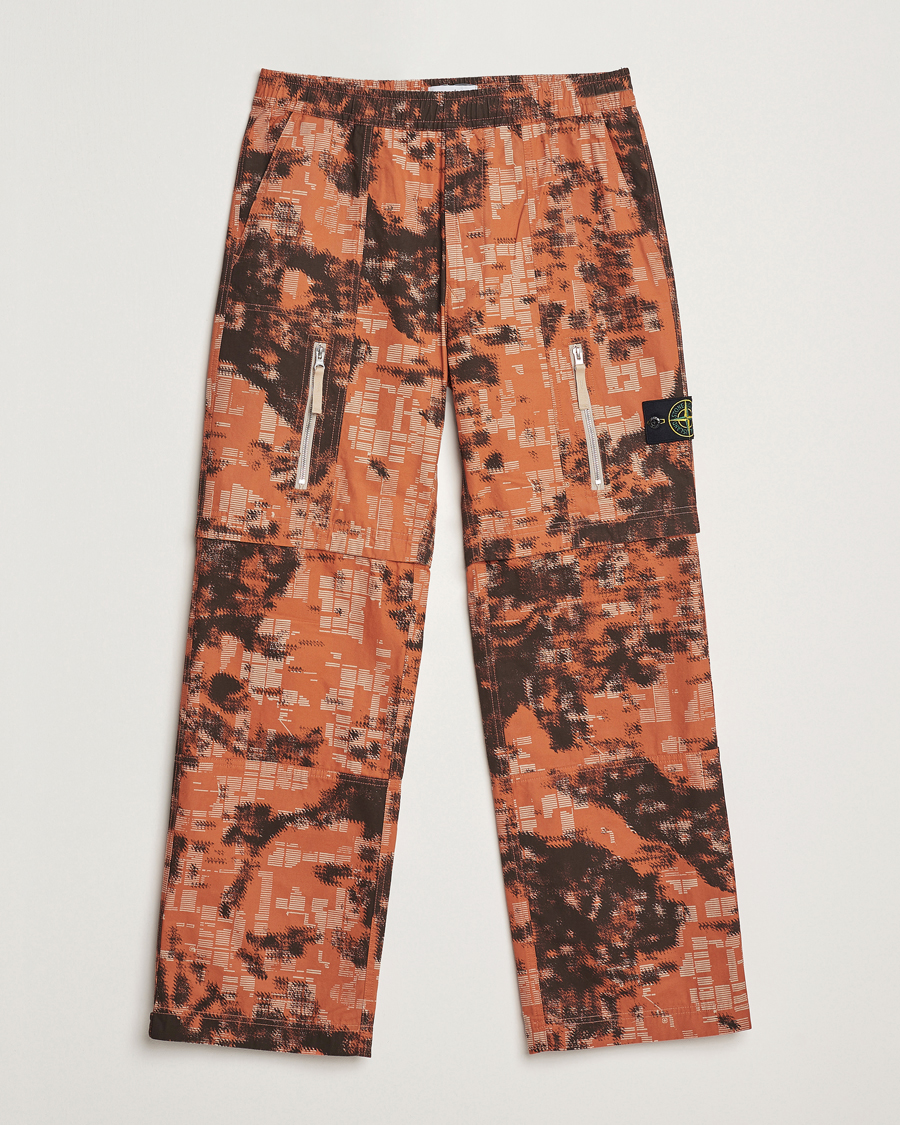 Hombres | Pantalones | Stone Island | Brused Cotton Canvas Camo Cargo Pants Orange