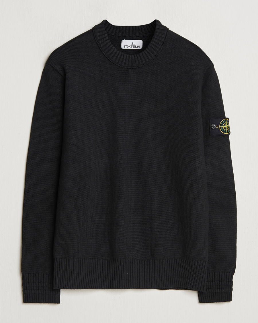 Hombres | Jerséis y prendas de punto | Stone Island | Winter Cotton Knitted Crew Neck Black