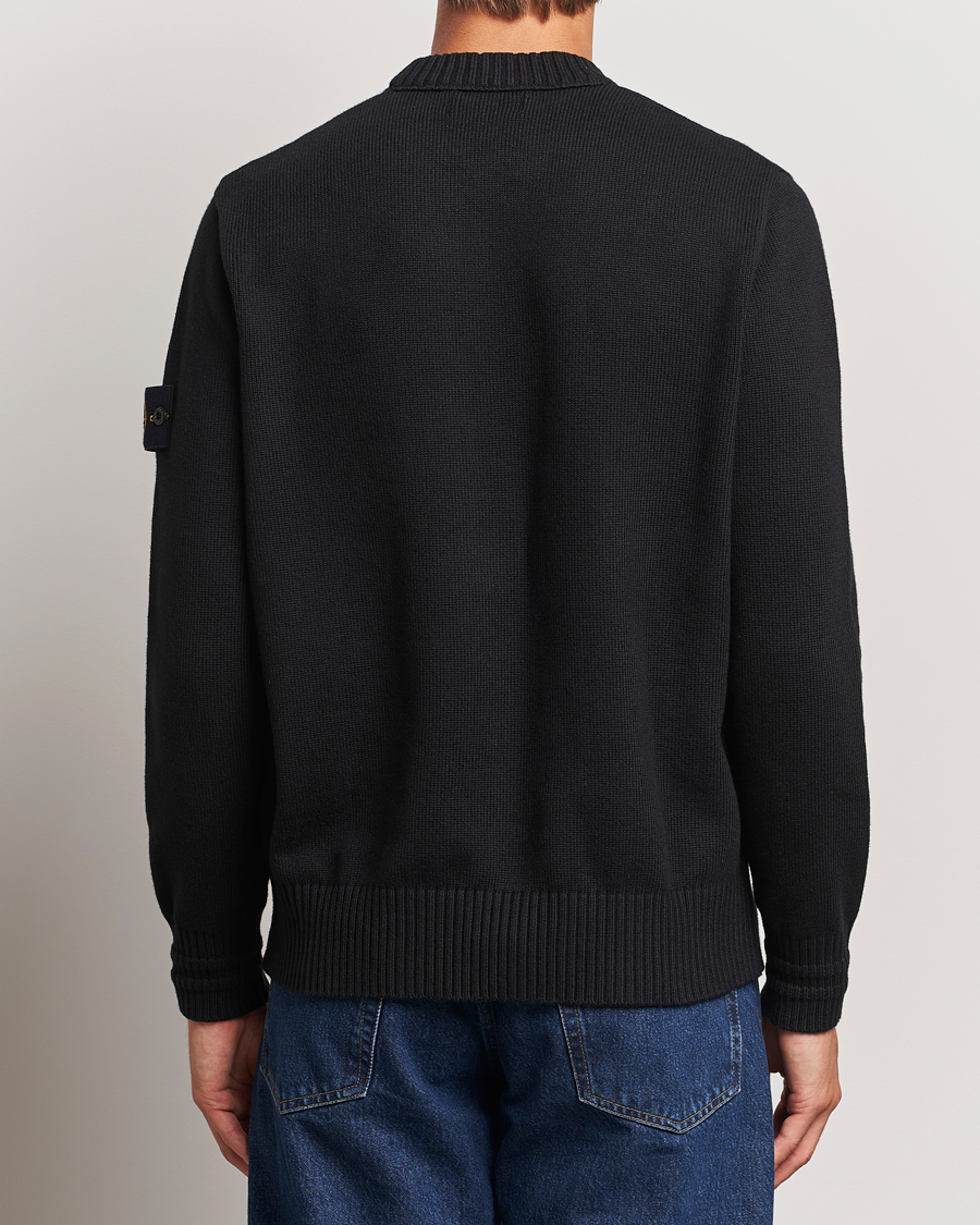 Hombres | Jerséis y prendas de punto | Stone Island | Winter Cotton Knitted Crew Neck Black
