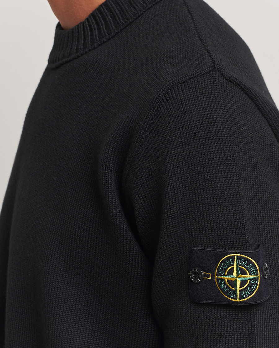 Hombres | Jerséis y prendas de punto | Stone Island | Winter Cotton Knitted Crew Neck Black