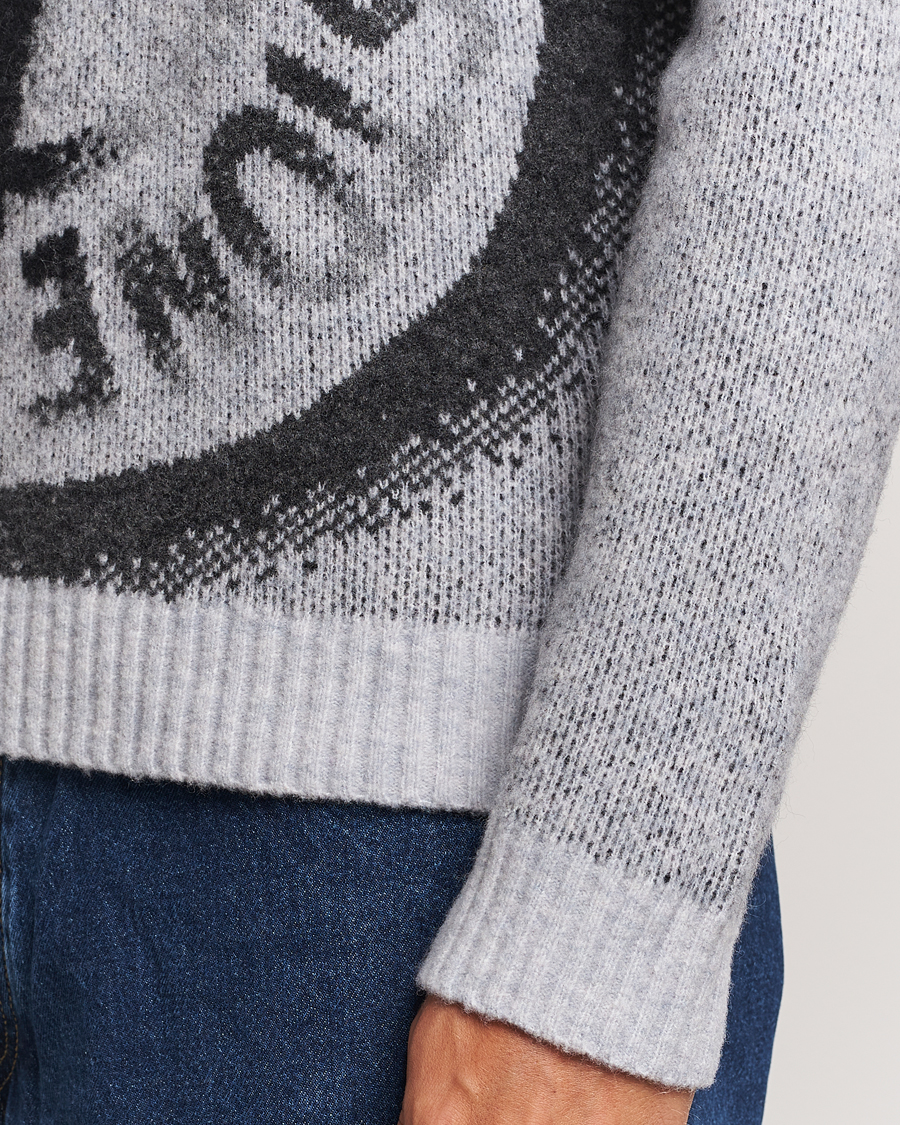 Hombres | Jerséis y prendas de punto | Stone Island | Jacquard Knitted Wool Crew Neck Grey