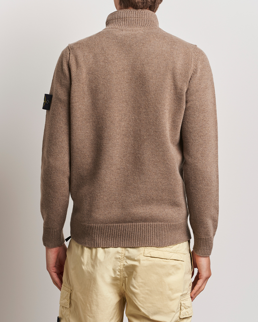 Hombres | Jerséis y prendas de punto | Stone Island | Knitted Lambswool Half Button Zip Walnut