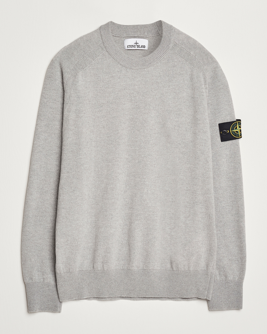 Hombres | Jerséis y prendas de punto | Stone Island | Cardigan Knit Geelong Wool Crew Neck Melange Grey