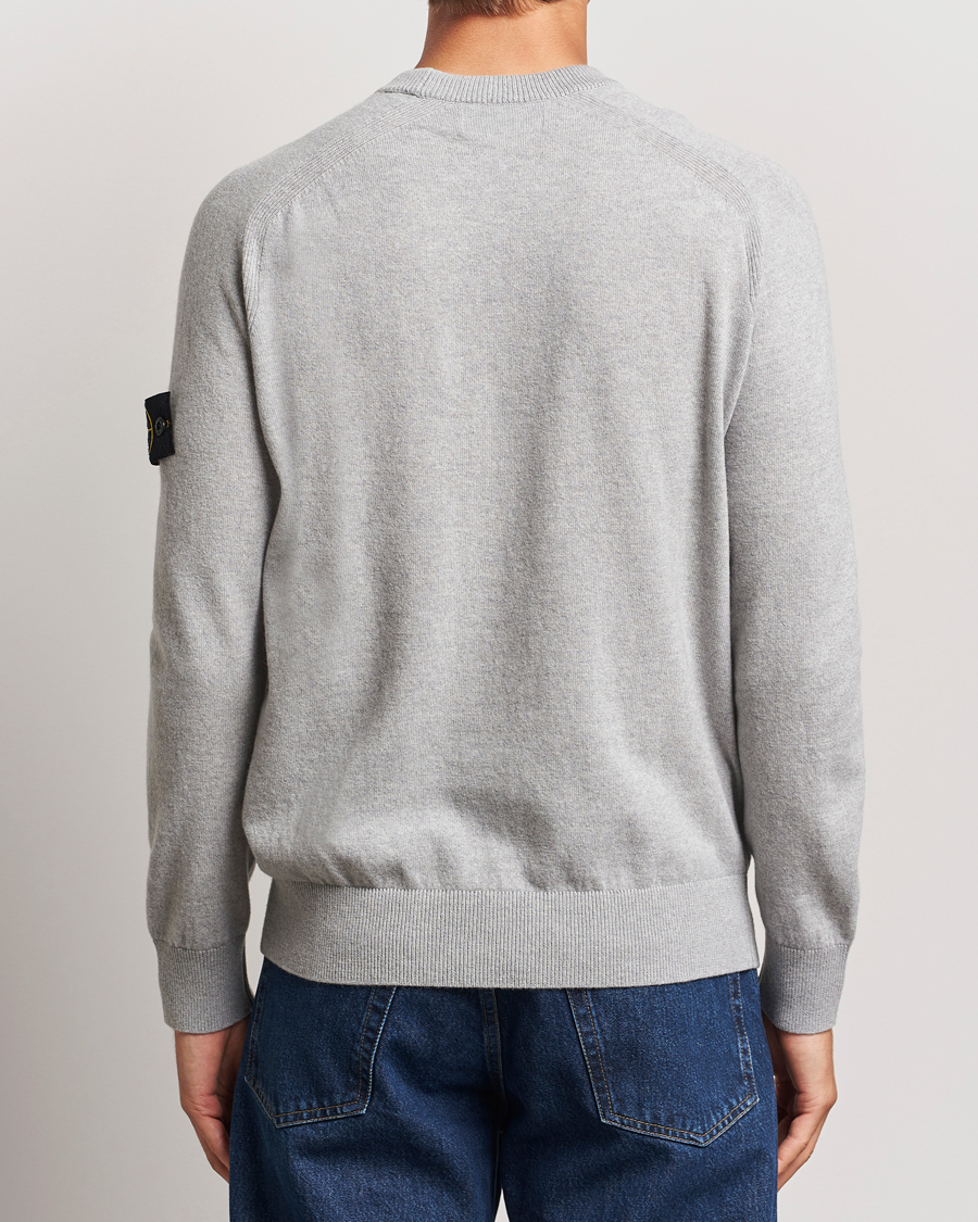 Hombres | Jerséis y prendas de punto | Stone Island | Cardigan Knit Geelong Wool Crew Neck Melange Grey