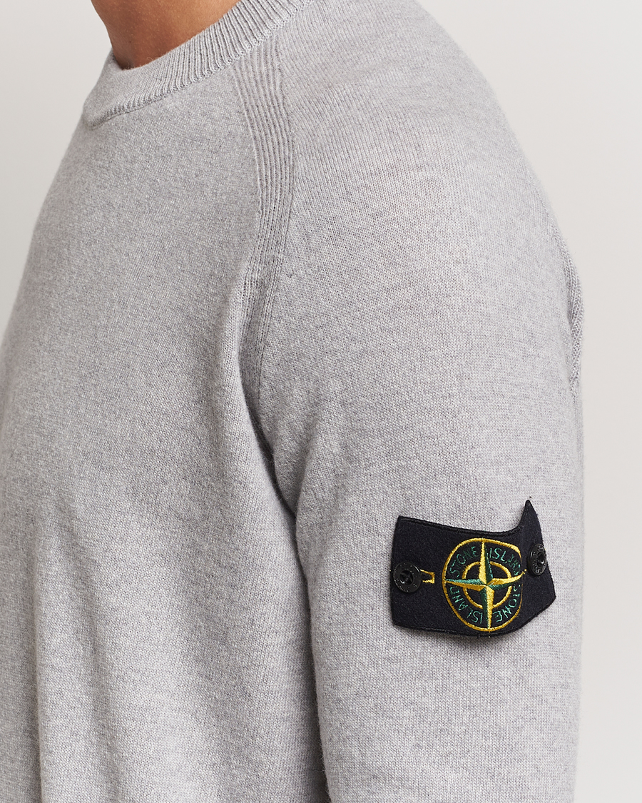 Hombres | Jerséis y prendas de punto | Stone Island | Cardigan Knit Geelong Wool Crew Neck Melange Grey