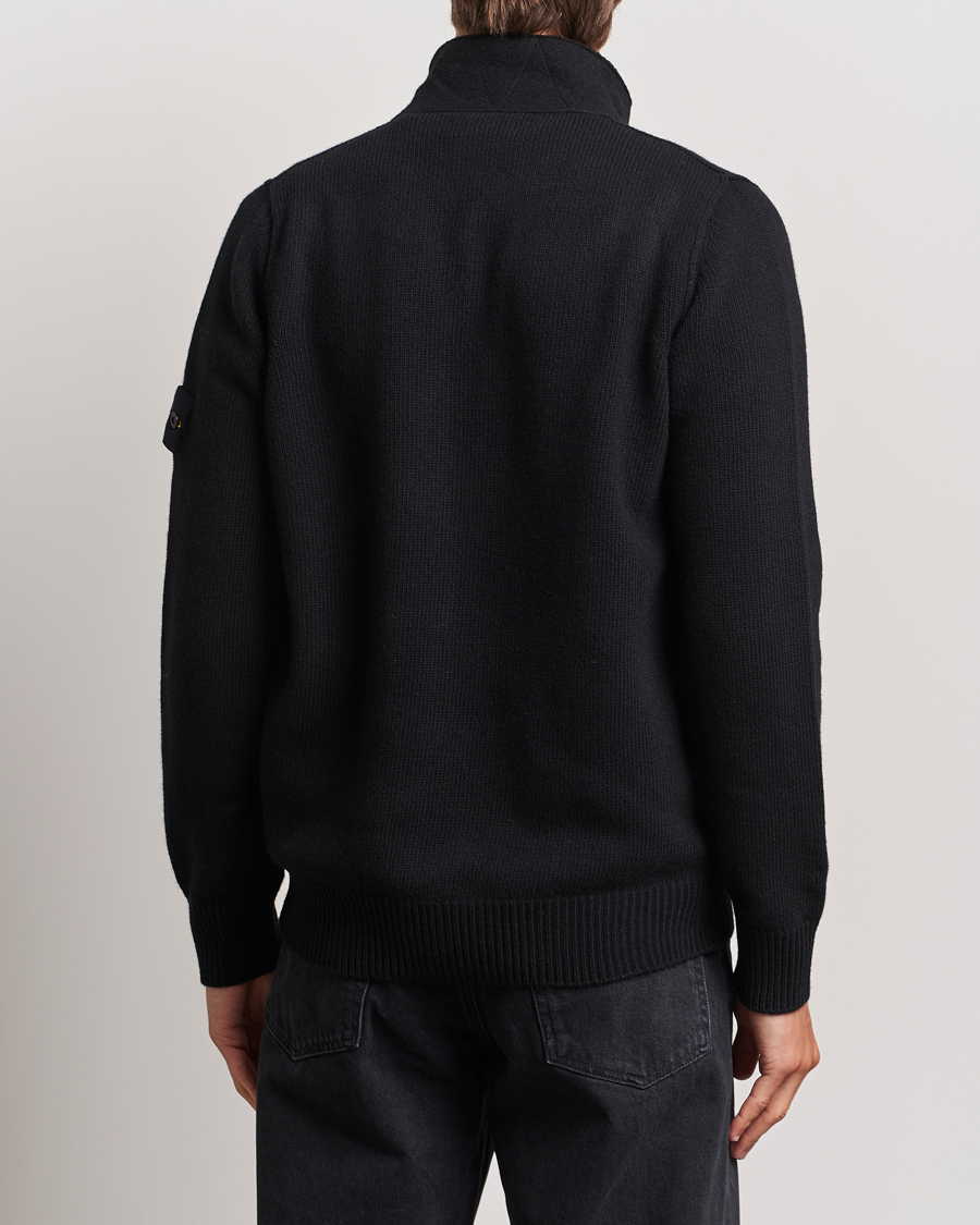 Hombres | Jerséis y prendas de punto | Stone Island | Knitted Lambswool Zip Cardigan Black