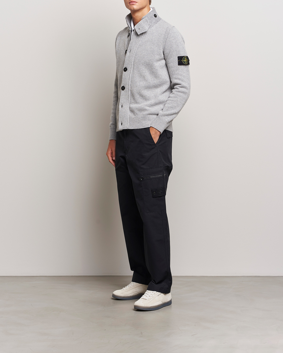 Hombres | Jerséis y prendas de punto | Stone Island | Knitted Lambswool Zip Cardigan Melange Grey