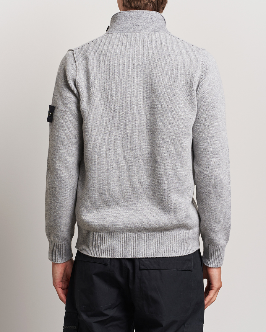 Hombres | Jerséis y prendas de punto | Stone Island | Knitted Lambswool Zip Cardigan Melange Grey