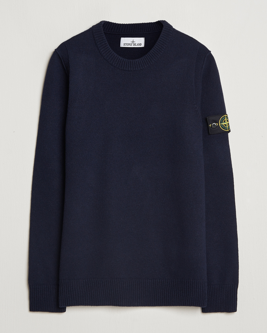 Stone Island Knitted Lambwool Sweater Navy Blue en CareOfCarl.es