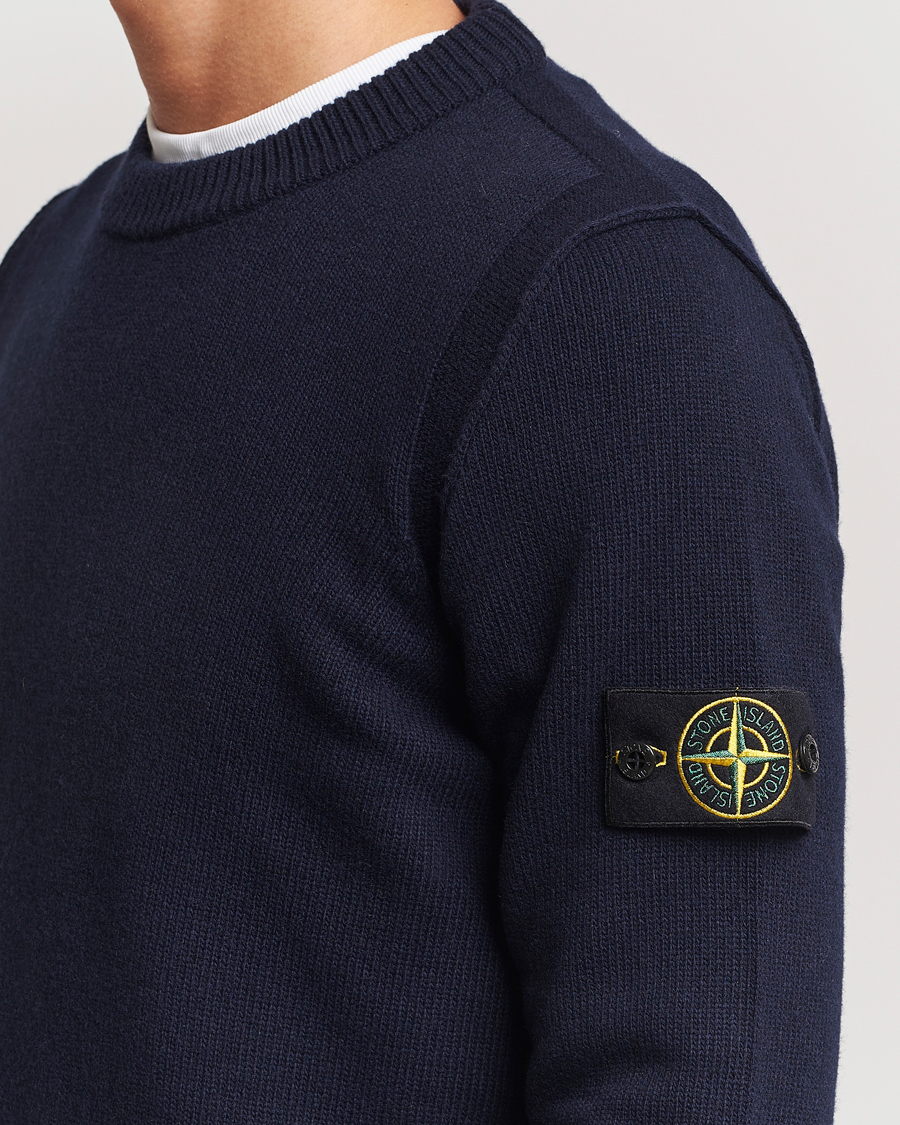Stone Island Knitted Lambwool Sweater Navy Blue en CareOfCarl.es