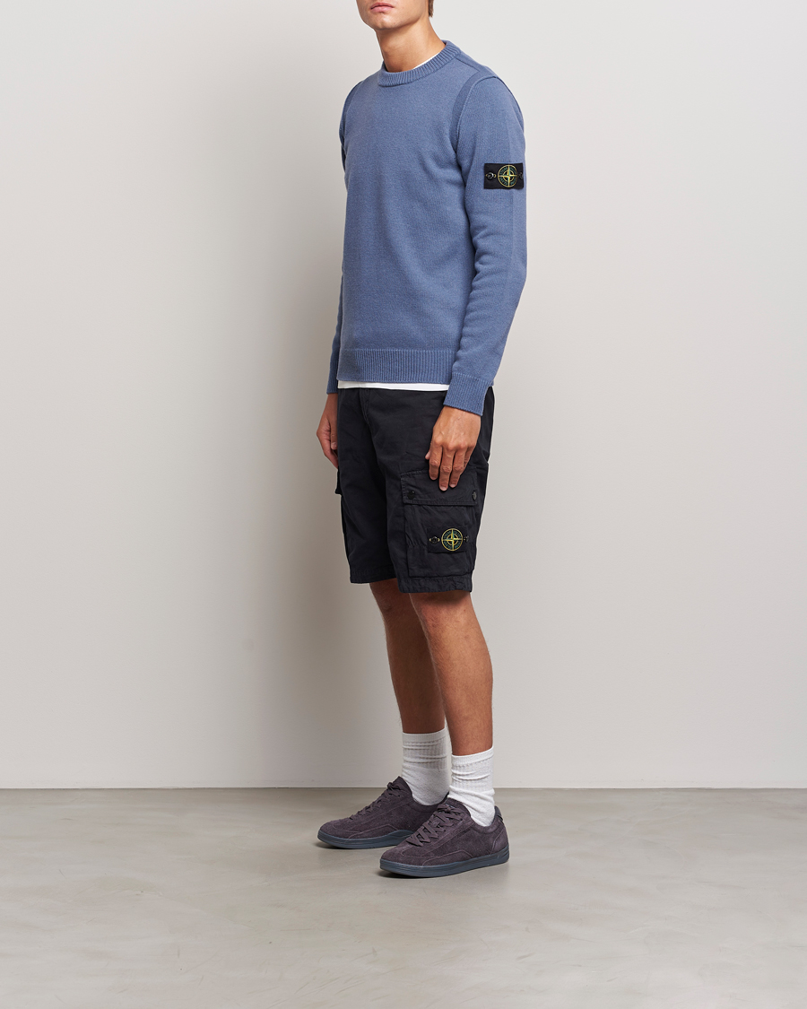 Hombres | Jerséis y prendas de punto | Stone Island | Knitted Lambwool Sweater Mid Blue