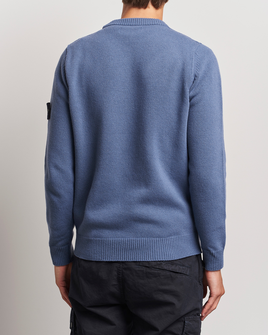 Hombres | Jerséis y prendas de punto | Stone Island | Knitted Lambwool Sweater Mid Blue