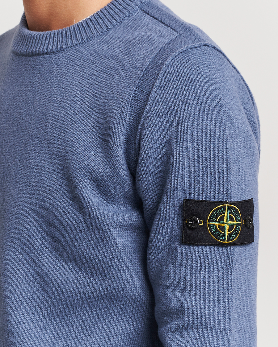 Hombres | Jerséis y prendas de punto | Stone Island | Knitted Lambwool Sweater Mid Blue