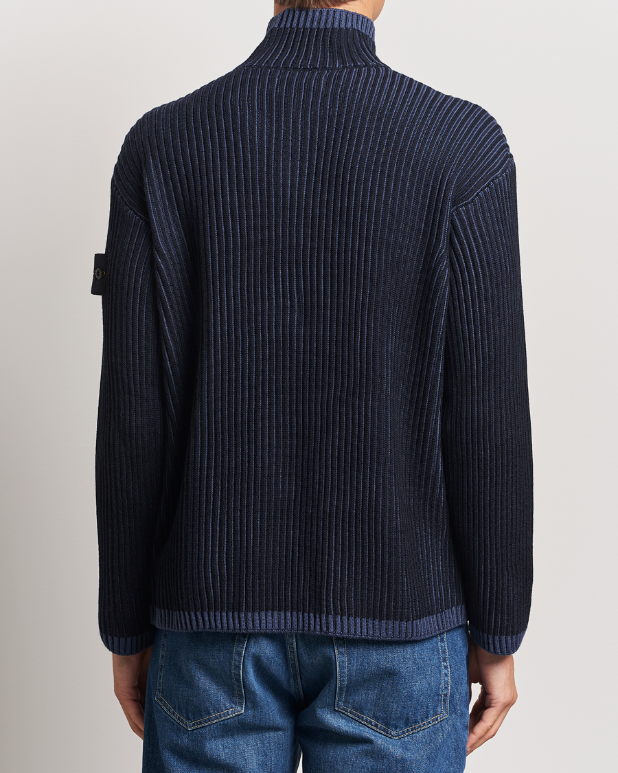 Hombres | Jerséis y prendas de punto | Stone Island | Full Rib Wool Half Zip Navy Blue