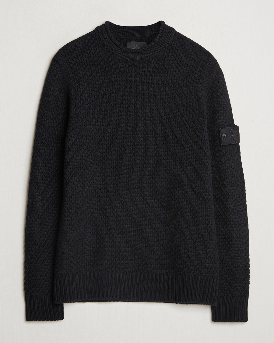 Hombres | Jerséis y prendas de punto | Stone Island | Ghost Knitted Geelong Mock Neck Black