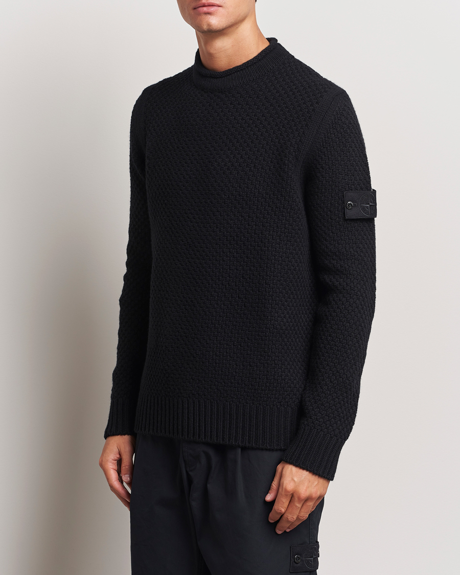 Hombres | Jerséis y prendas de punto | Stone Island | Ghost Knitted Geelong Mock Neck Black