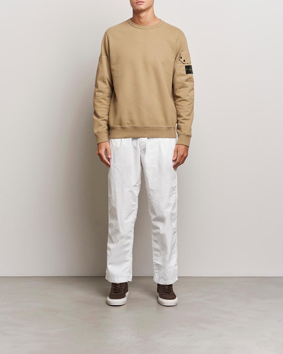 Hombres | Jerséis y prendas de punto | Stone Island | Brushed Cotton Fleece Sweatshirt Biscuit