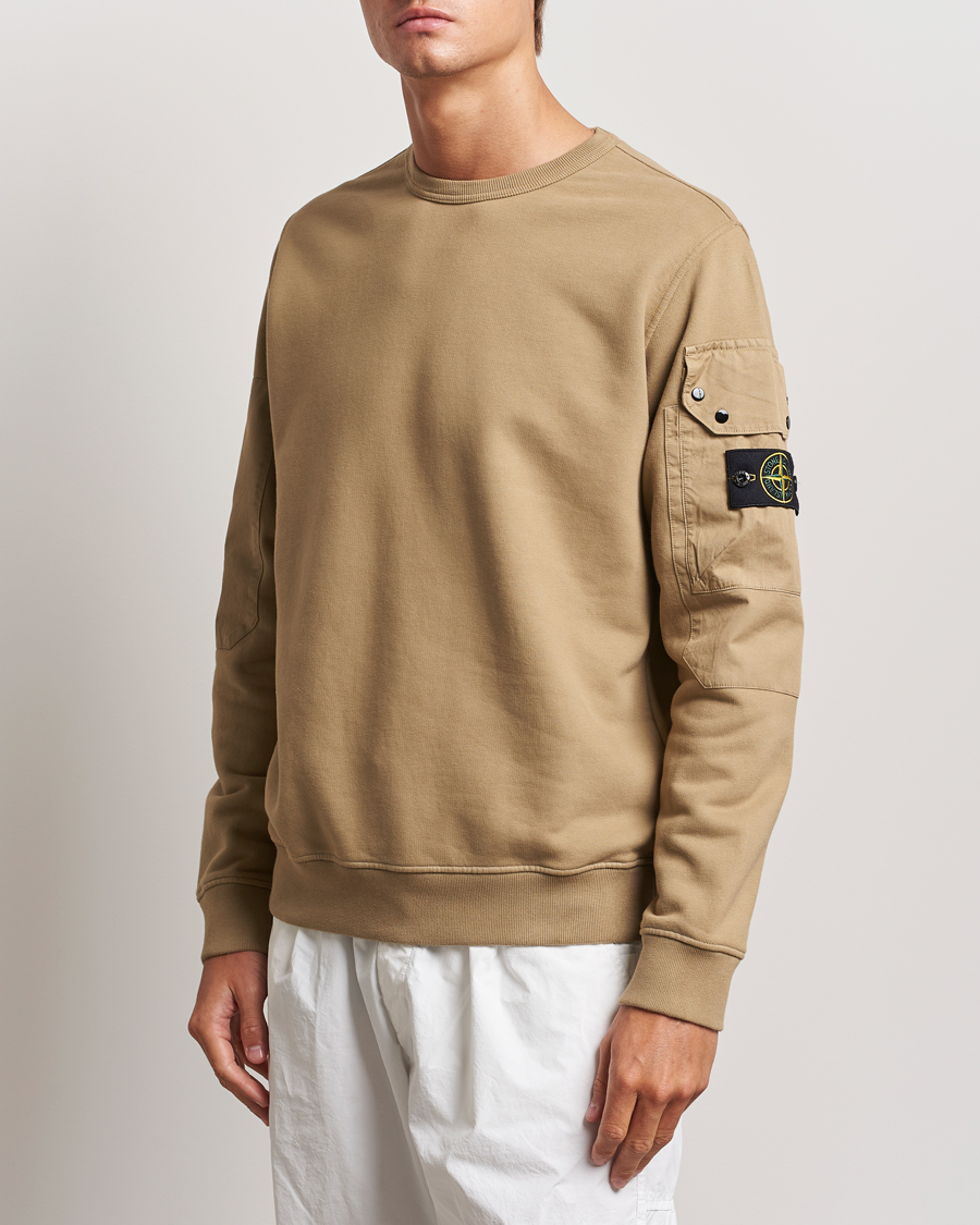 Hombres | Jerséis y prendas de punto | Stone Island | Brushed Cotton Fleece Sweatshirt Biscuit