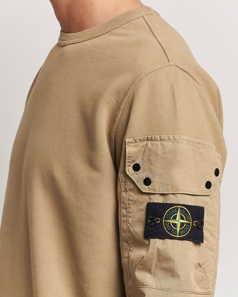 Hombres | Jerséis y prendas de punto | Stone Island | Brushed Cotton Fleece Sweatshirt Biscuit