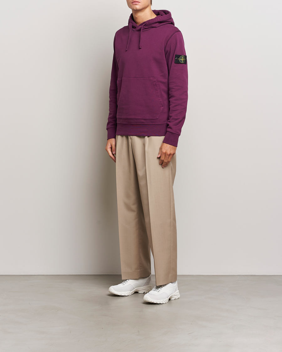 Hombres | Jerséis y prendas de punto | Stone Island | Garment Dyed Fleece Hood Burgundy