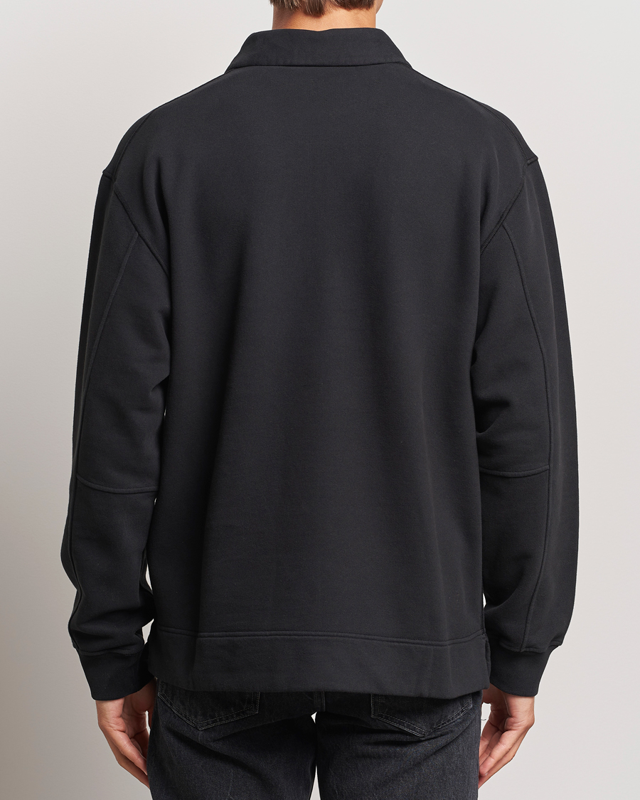 Hombres | Jerséis y prendas de punto | Stone Island | Garment Dyed Fleece Zip Polo Black
