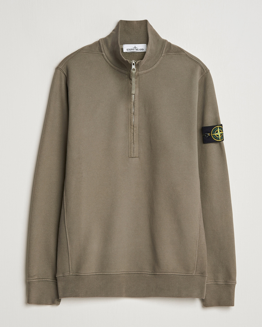 Hombres | Jerséis y prendas de punto | Stone Island | Garment Dyed Fleece Half Zip Walnut