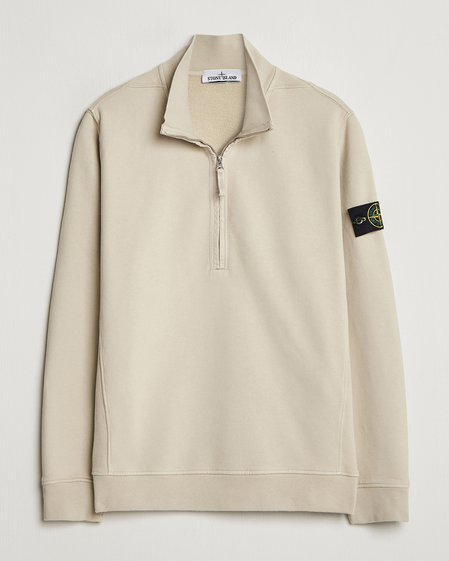 Hombres | Jerséis y prendas de punto | Stone Island | Garment Dyed Fleece Half Zip Plaster